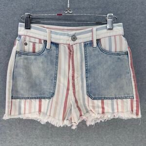 American Eagle Women’s sz 0 Red White & Blue American Flag Denim Cutoff Shorts